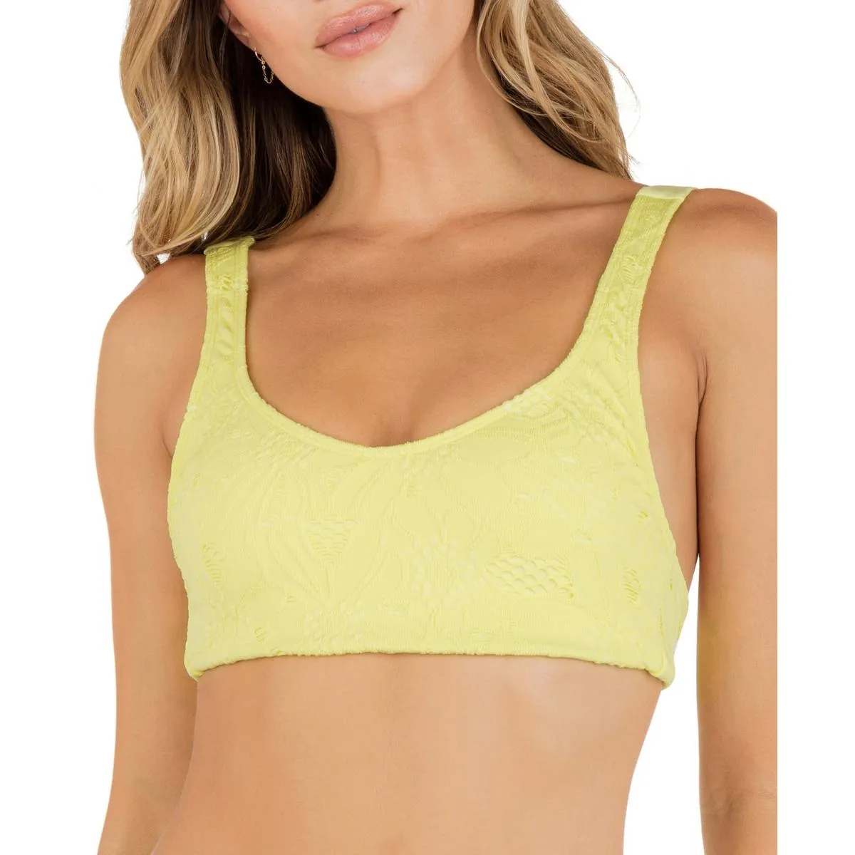 Max Womens Crochet Lace-Up Back Bikini Swim top
