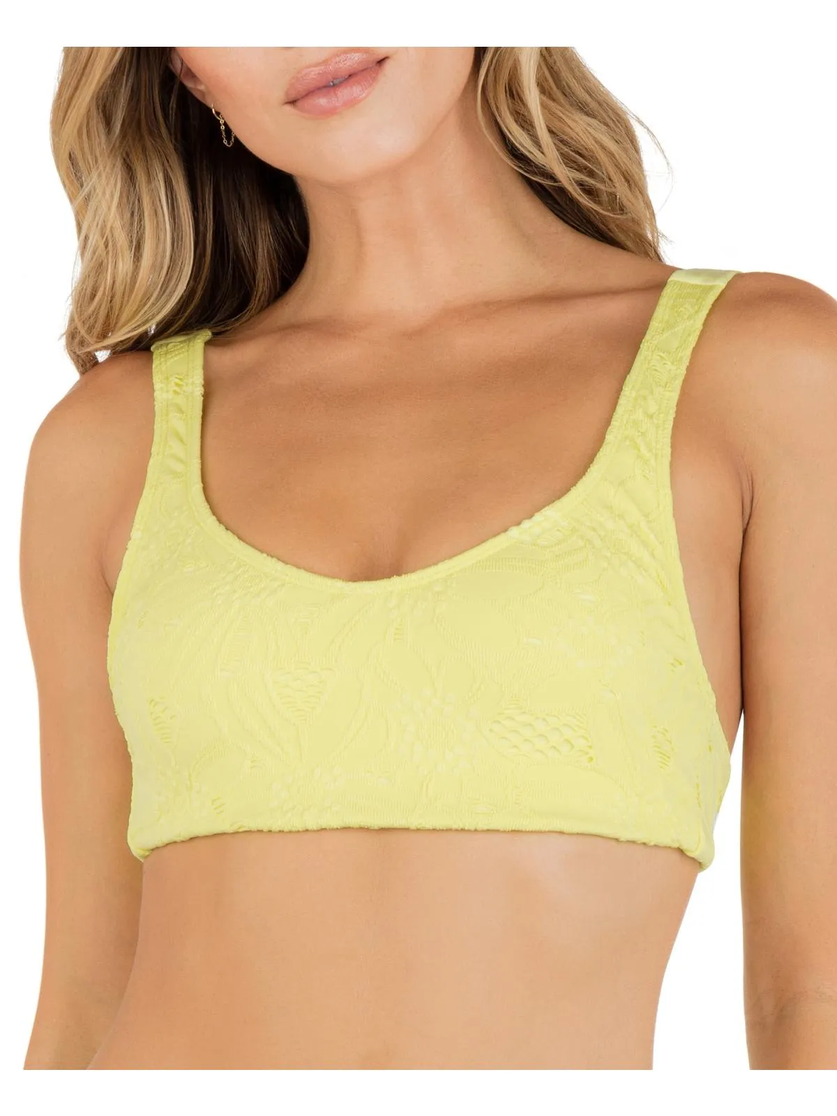 Max Womens Crochet Lace-Up Back Bikini Swim top