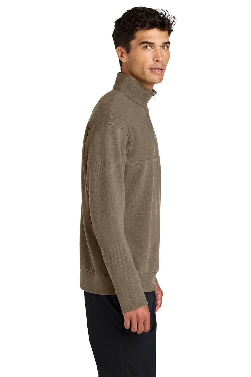 Mercer Mettle Mens Linear Texture Odor Resistant 1/4 Zip Sweatshirt - Warm Taupe Brown