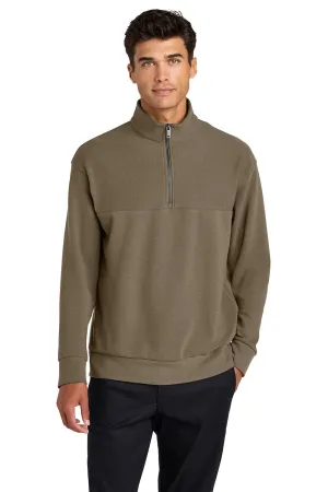 Mercer Mettle Mens Linear Texture Odor Resistant 1/4 Zip Sweatshirt - Warm Taupe Brown