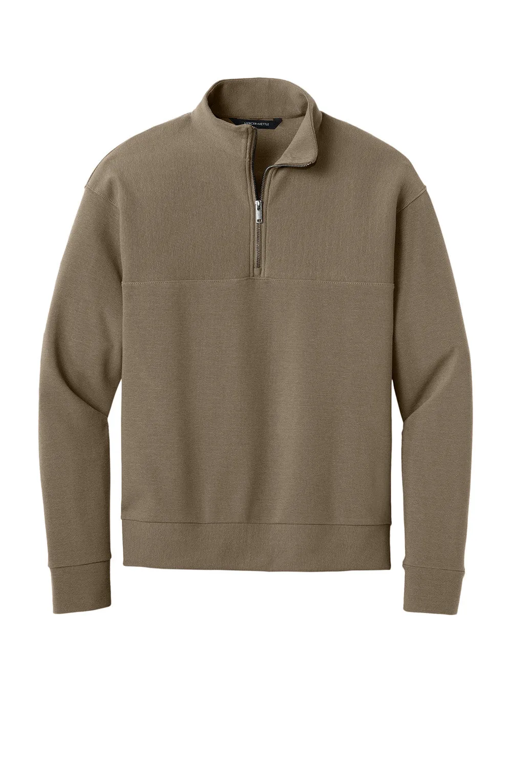 Mercer Mettle Mens Linear Texture Odor Resistant 1/4 Zip Sweatshirt - Warm Taupe Brown