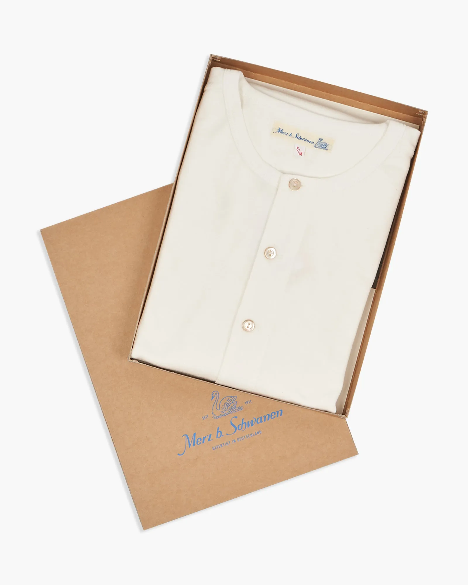 Merz b. Schwanen Good Originals 206 7.2oz Loopwheeled Henley - White
