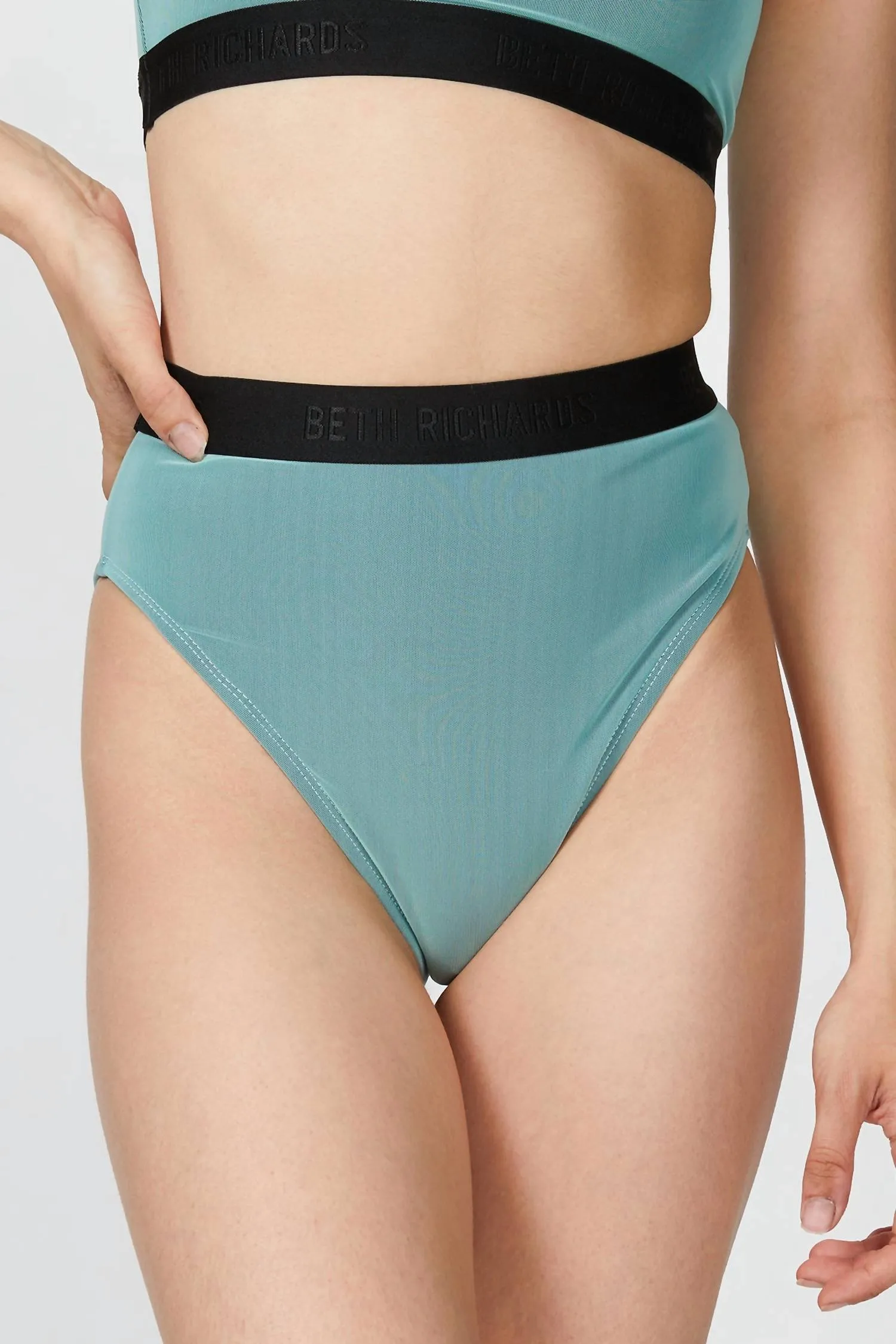 Mesh Overlay Kim Bikini Bottom In Mint