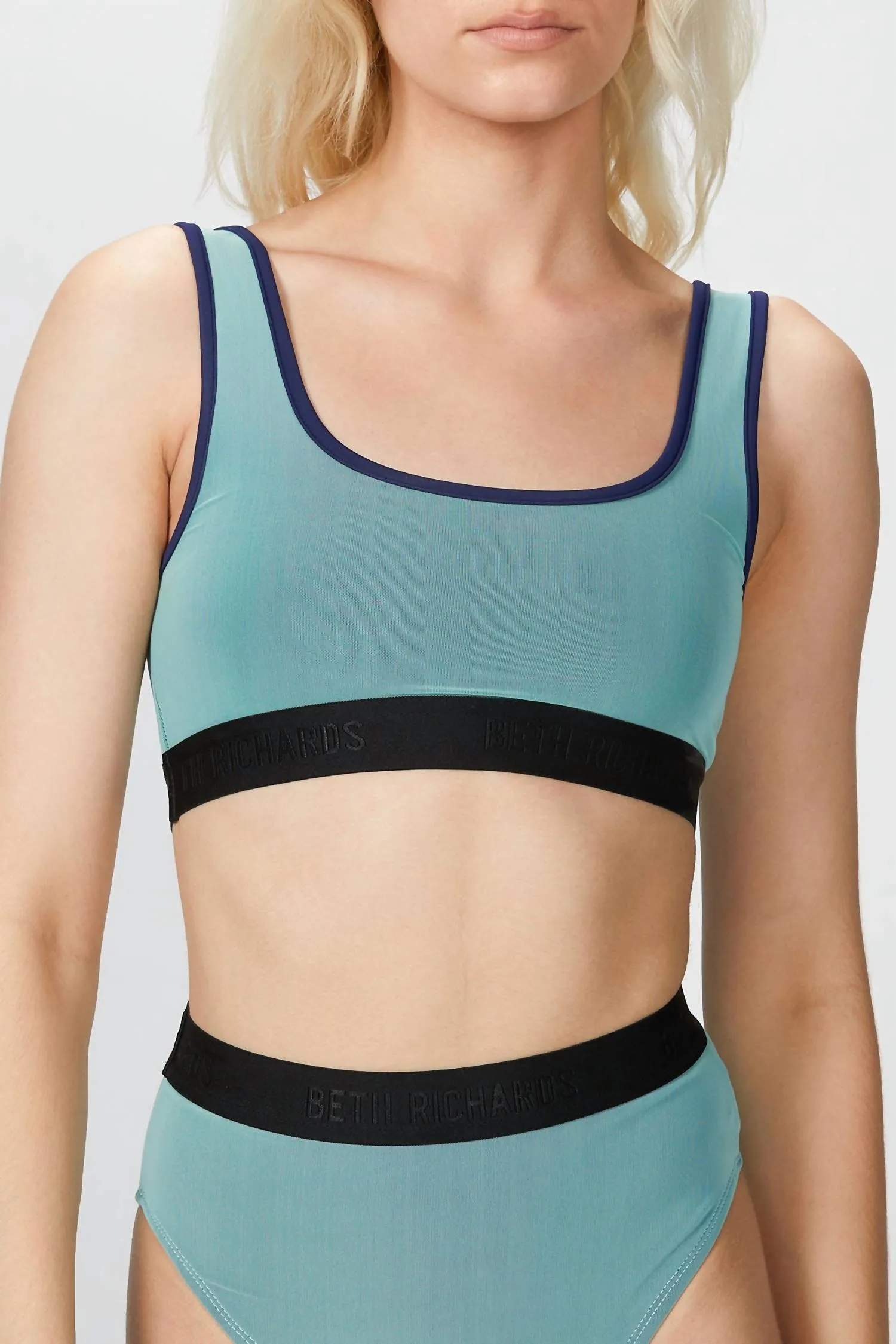 Mesh Overlay Kim Bikini Bottom In Mint