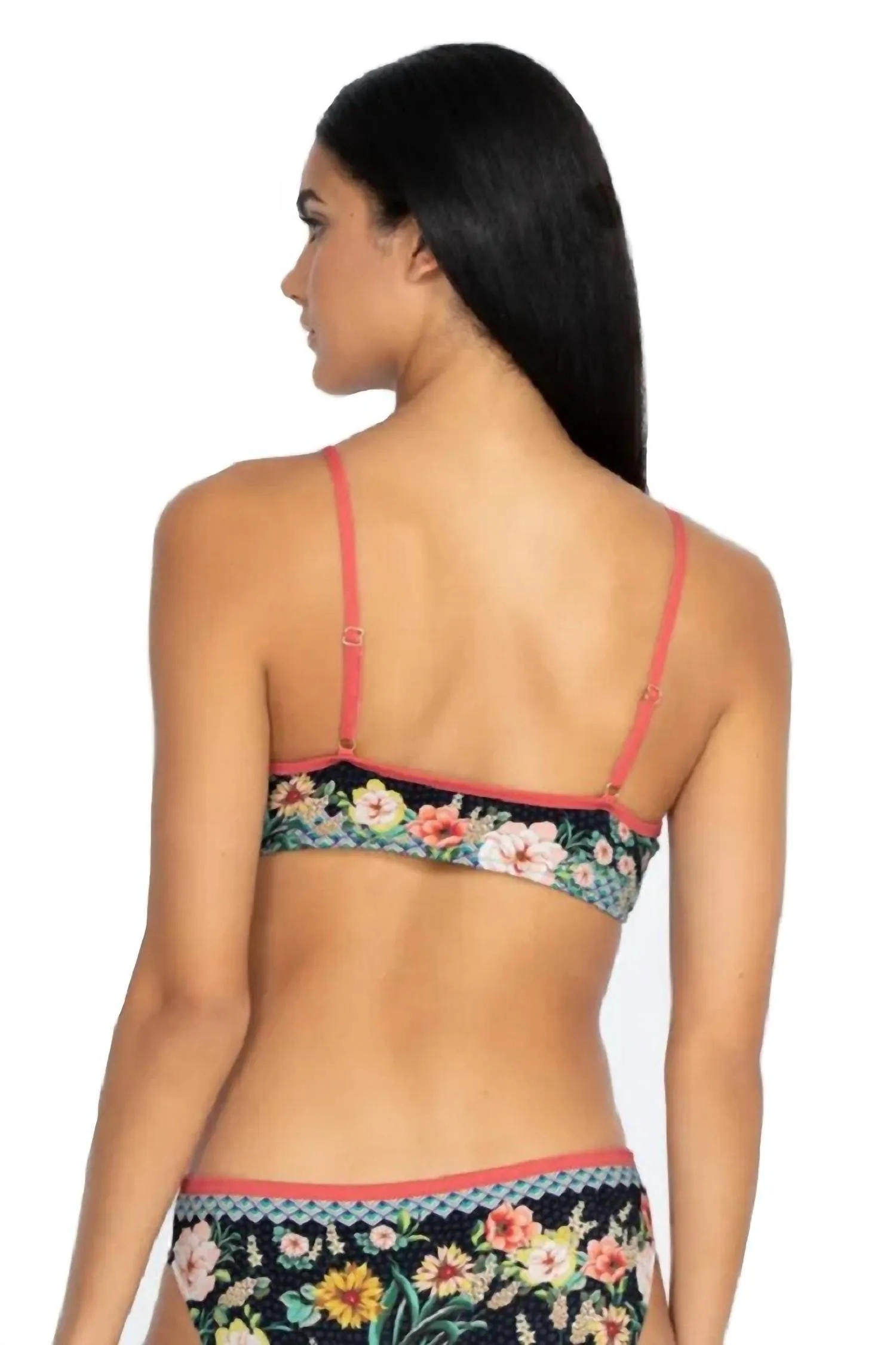 Mia Front Tie Bikini Top In Multi