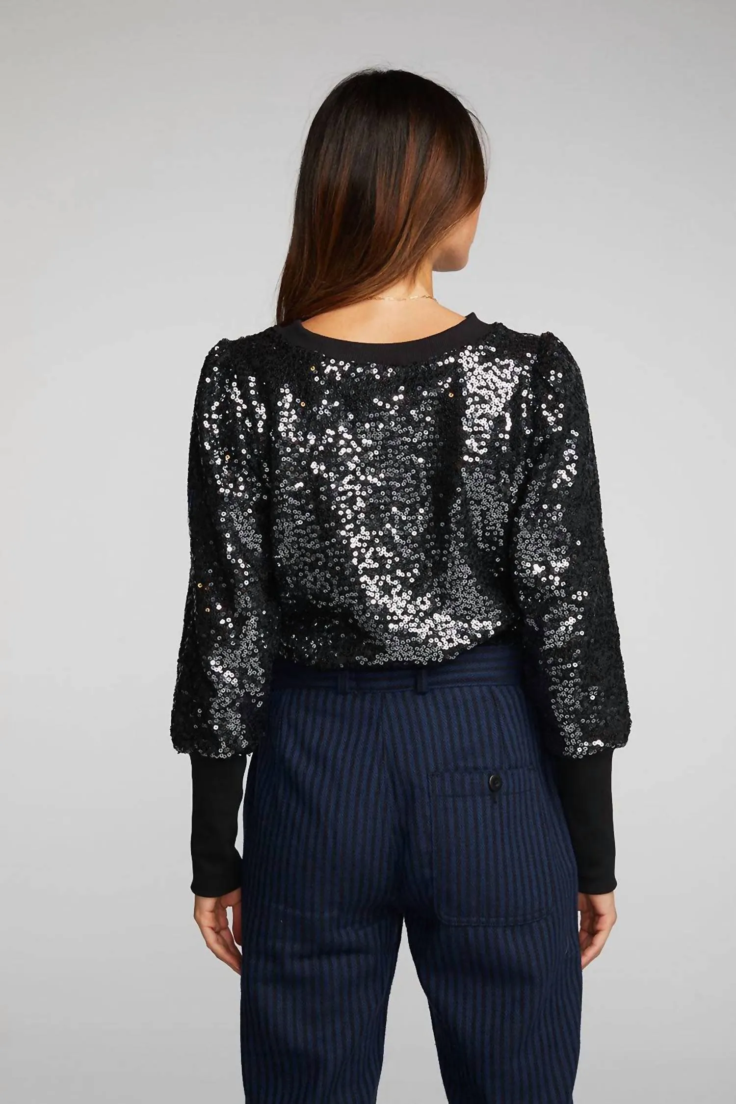 Nightingale Sequin Pullover In Black