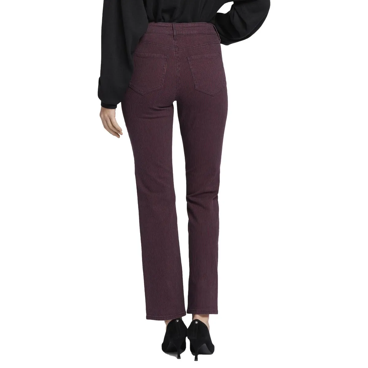 NYDJ Womens Marilyn Striped Denim Straight Leg Jeans
