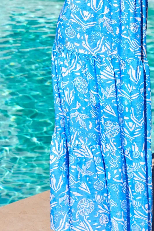 Ocean Blues Tie-Shoulder Maxi Dress