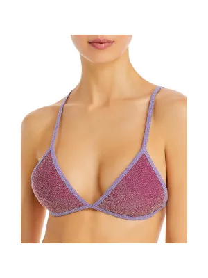 Olivia Womens Metallic Back-Tie Bikini Swim top
