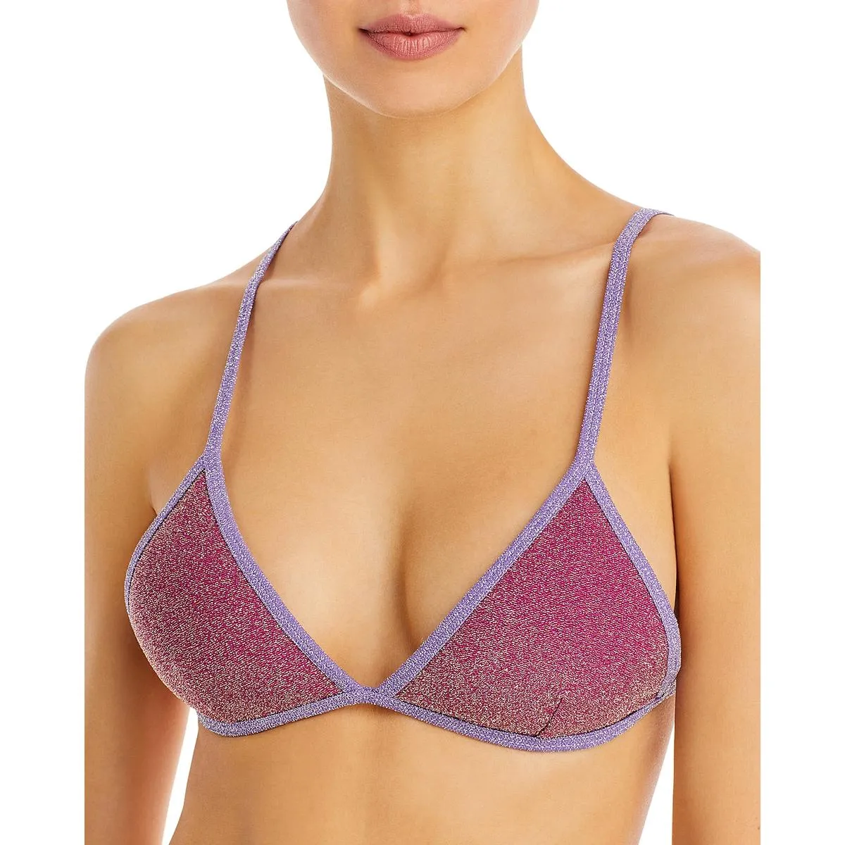 Olivia Womens Metallic Back-Tie Bikini Swim top