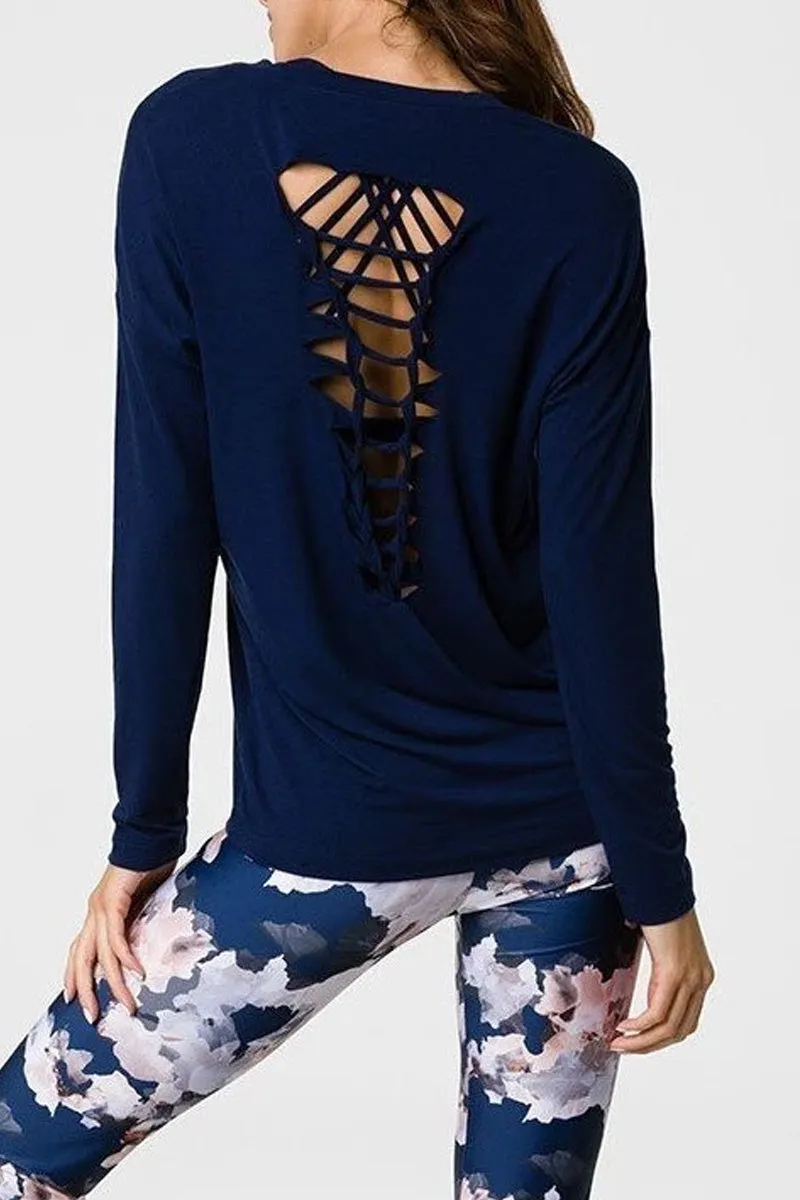 Onzie Hot Yoga Braid Back Top 3076 Pewter and Thunder