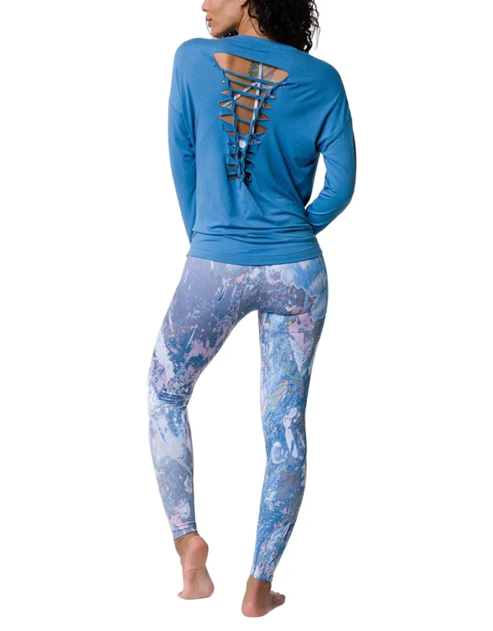 Onzie Hot Yoga Braid Back Top 3076 Pewter and Thunder