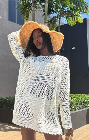 Paula Pullover ~ White Crochet