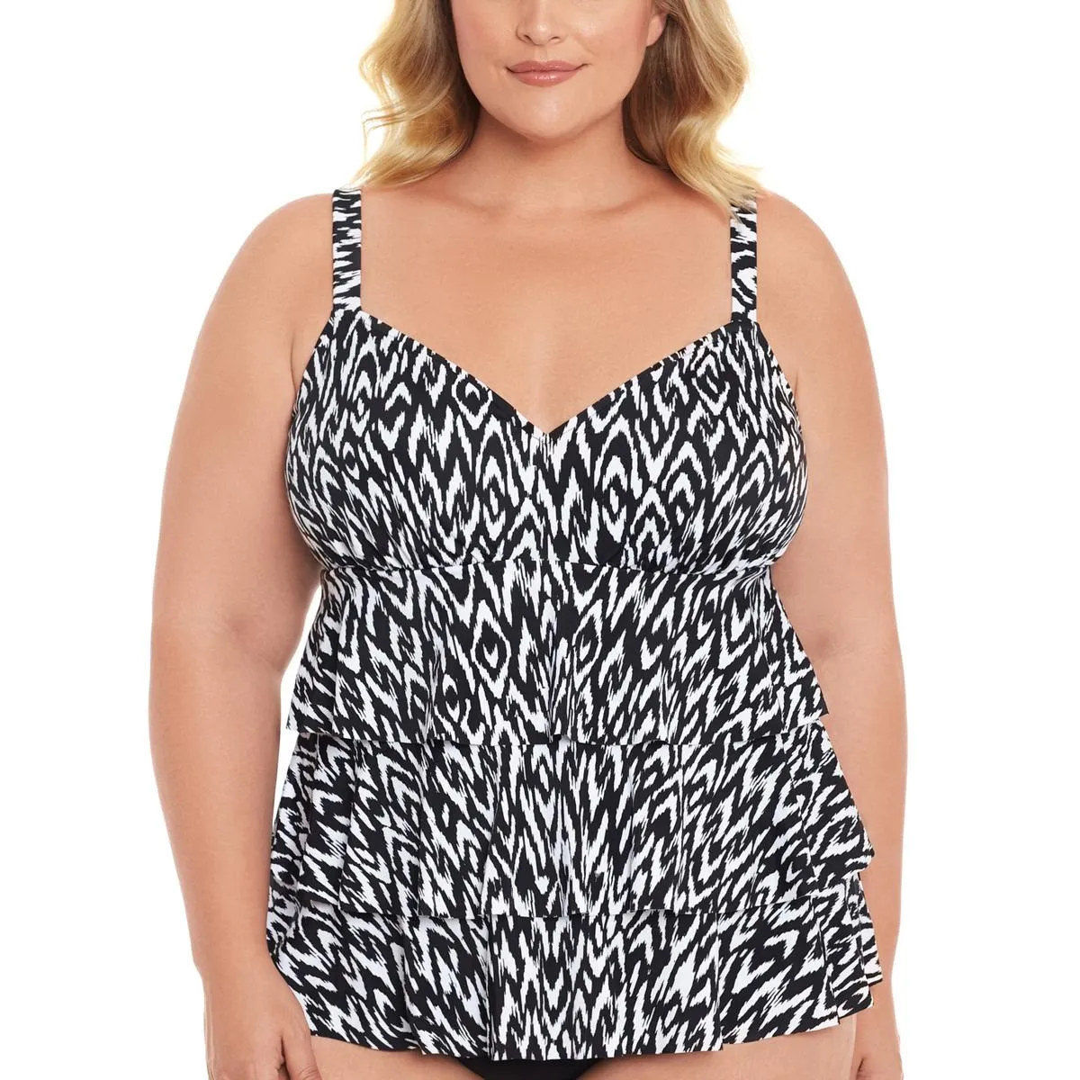 Plus Womens Printed Tummy Control One-Piece Swimsuit