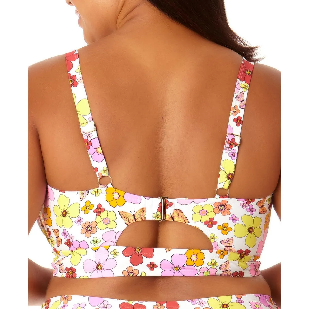 Plus Womens Shirred Printed Bikini Swim top