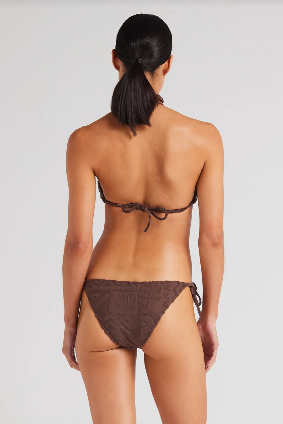 POOLSIDE PARADISO Mai Tai String Tie Bikini Bottom - Chocolate