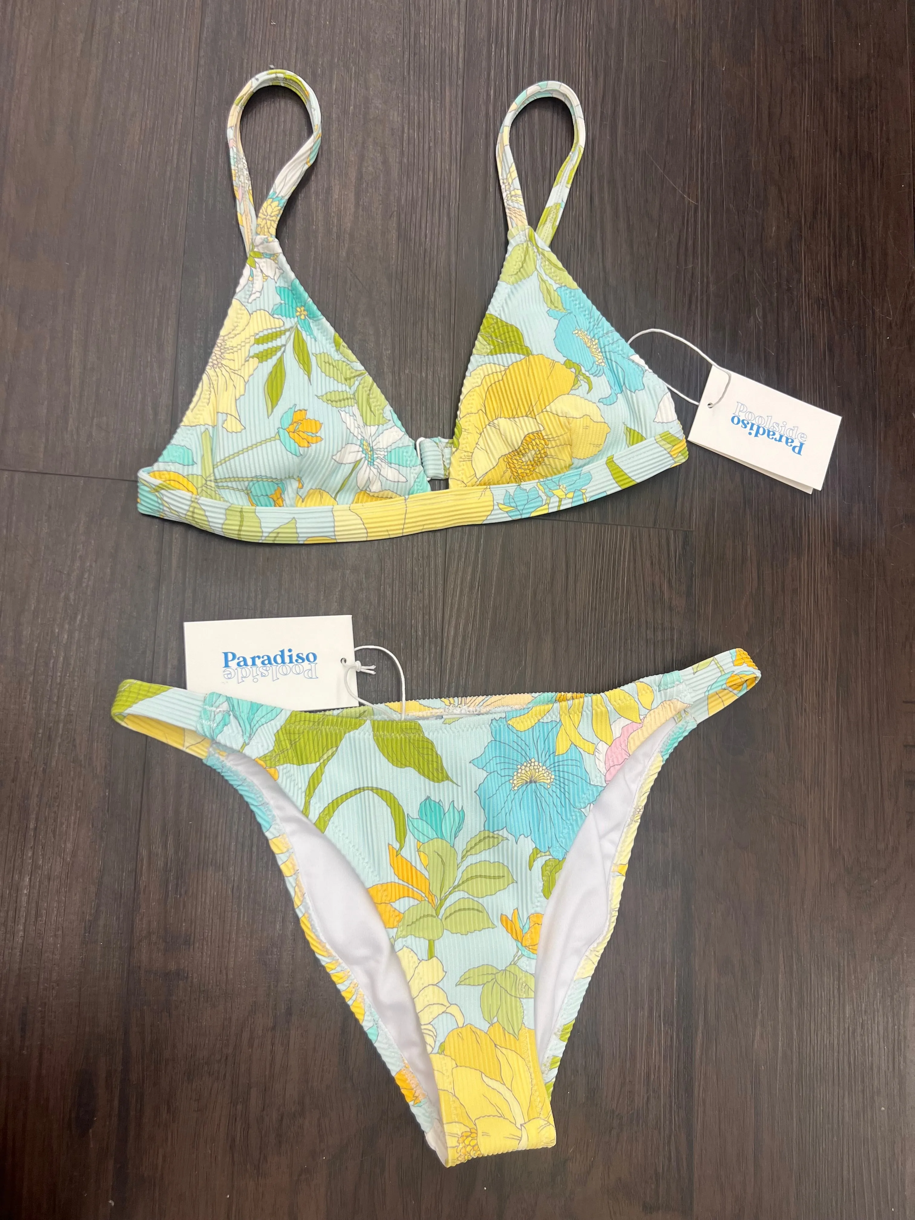 POOLSIDE PARADISO Palm Springs bralette tri bikini top-Sunflower