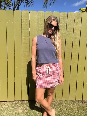 Red Ruby Gingham Mini Skirt