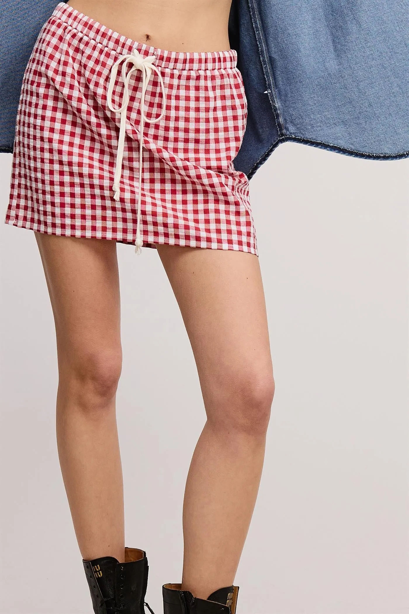 Red Ruby Gingham Mini Skirt