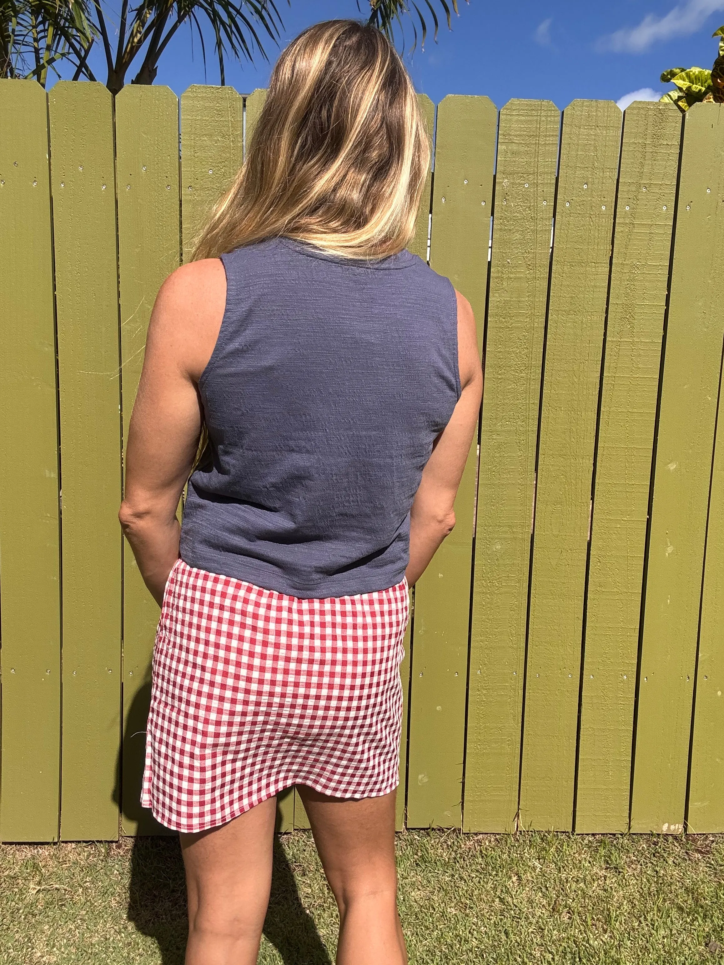 Red Ruby Gingham Mini Skirt