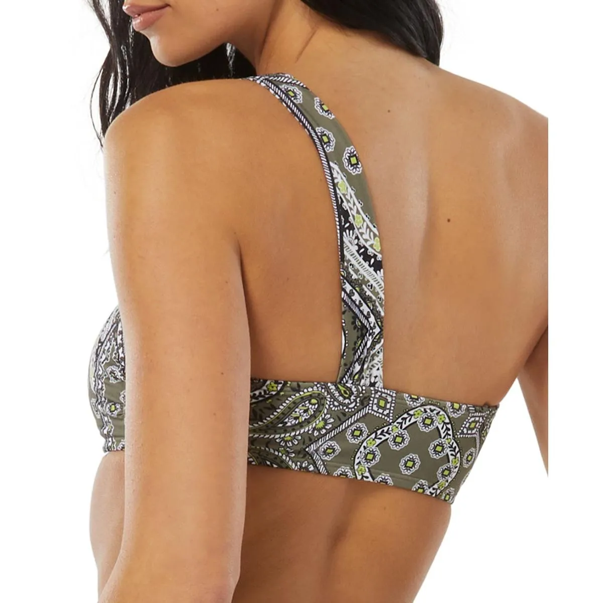 Reyna Top Womens Printed One-Shoulder Bikini Swim top