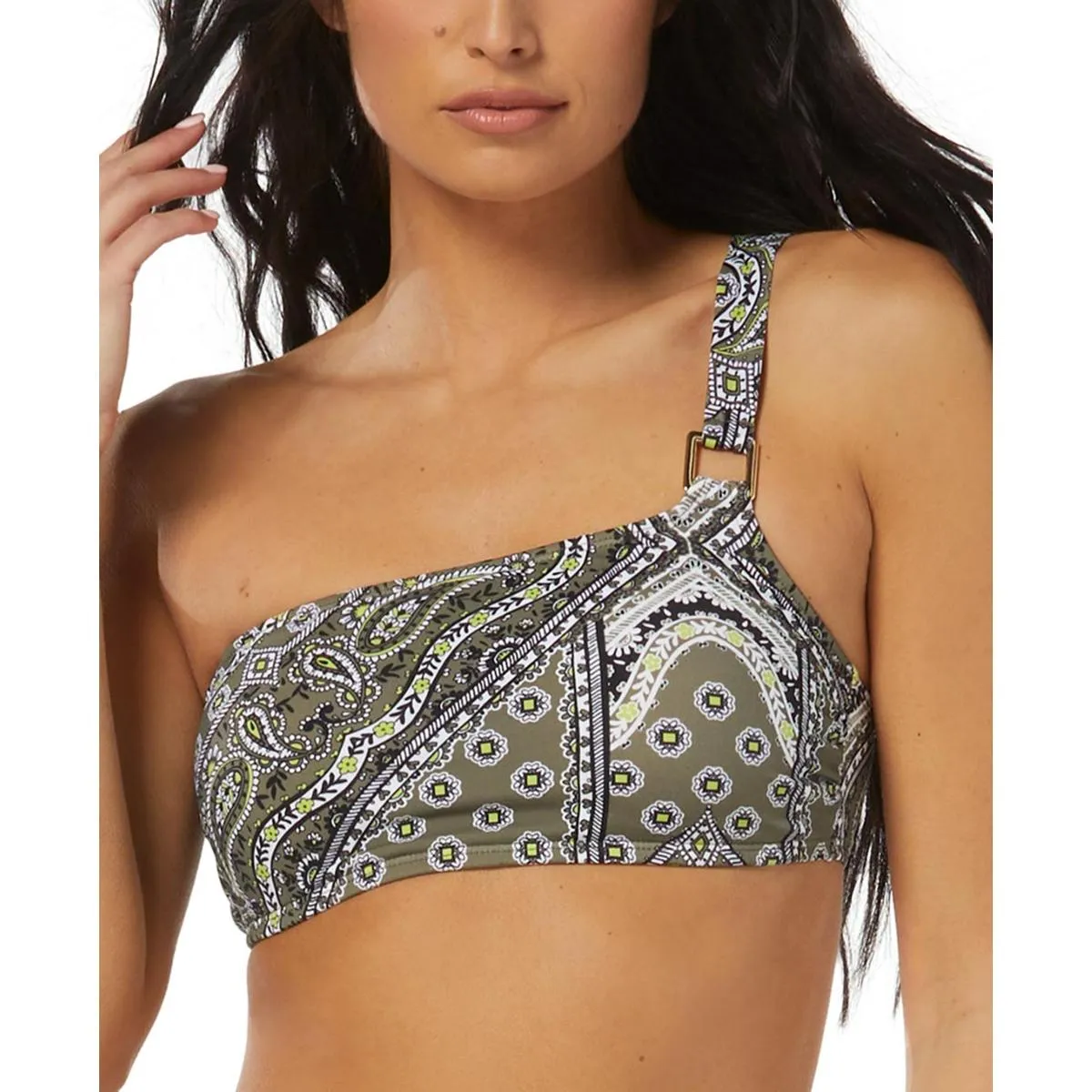 Reyna Top Womens Printed One-Shoulder Bikini Swim top