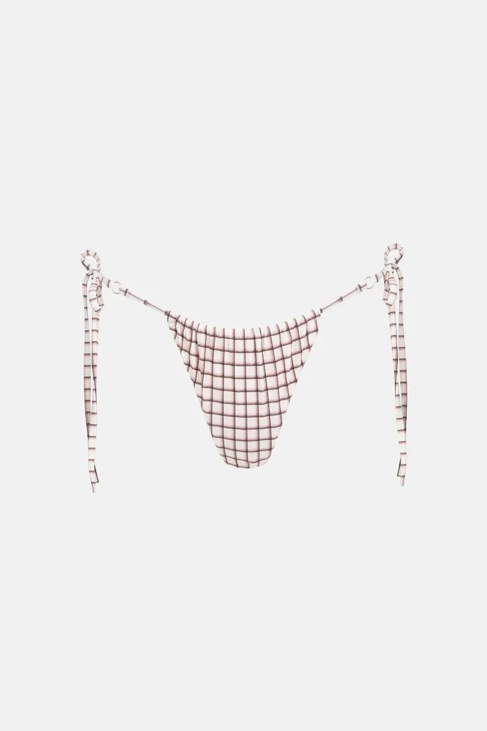 RHYTHM Rumi Check gathered tie side bikini bottom