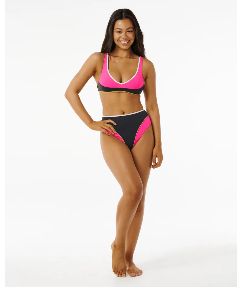 Rip Curl Hibiscus Heat Splice Crop Top-Washed Black