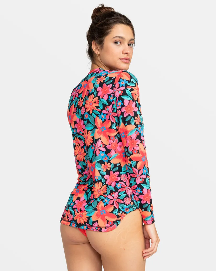 Roxy Sea Skippin PT L/S Rashguard-Anthracite Floral Fiesta Big