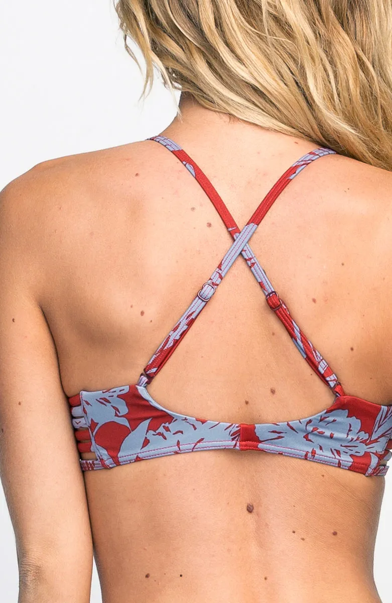 RVCA Deserted Floral Bralette Bikini Top - Red Earth