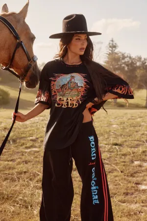 SABBI Flaming Cowboy Chido Pants - Black