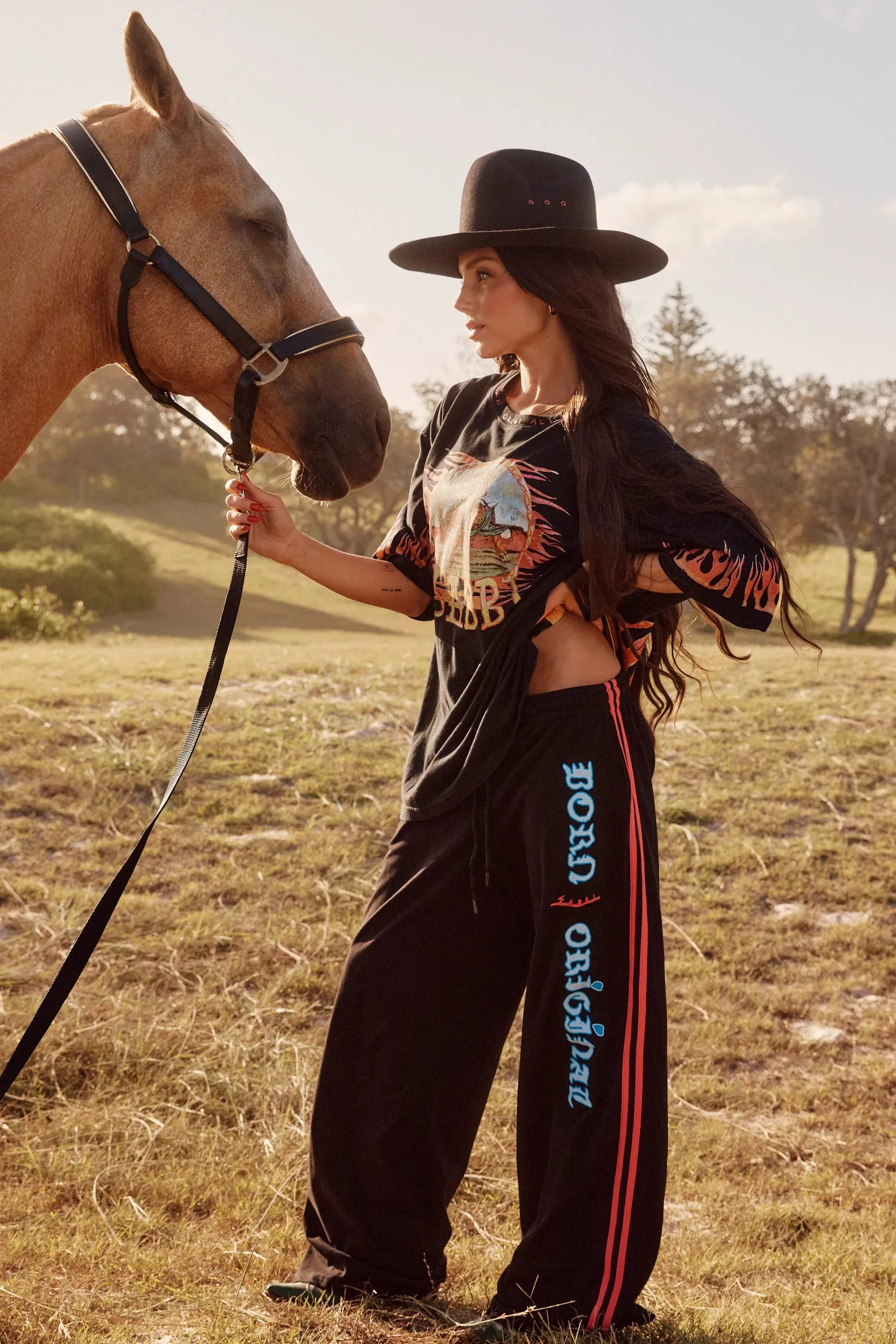 SABBI Flaming Cowboy Chido Pants - Black