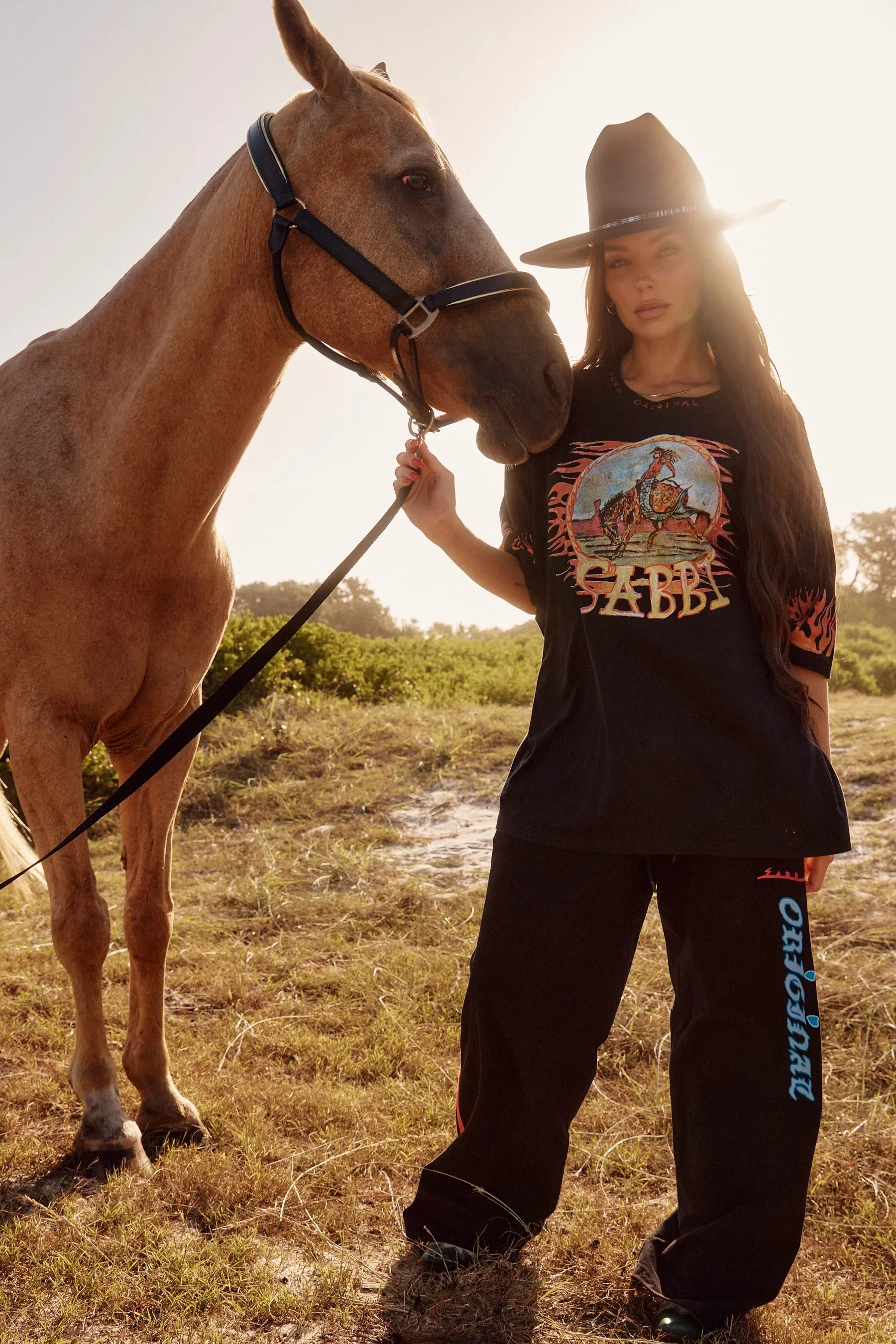 SABBI Flaming Cowboy Chido Pants - Black