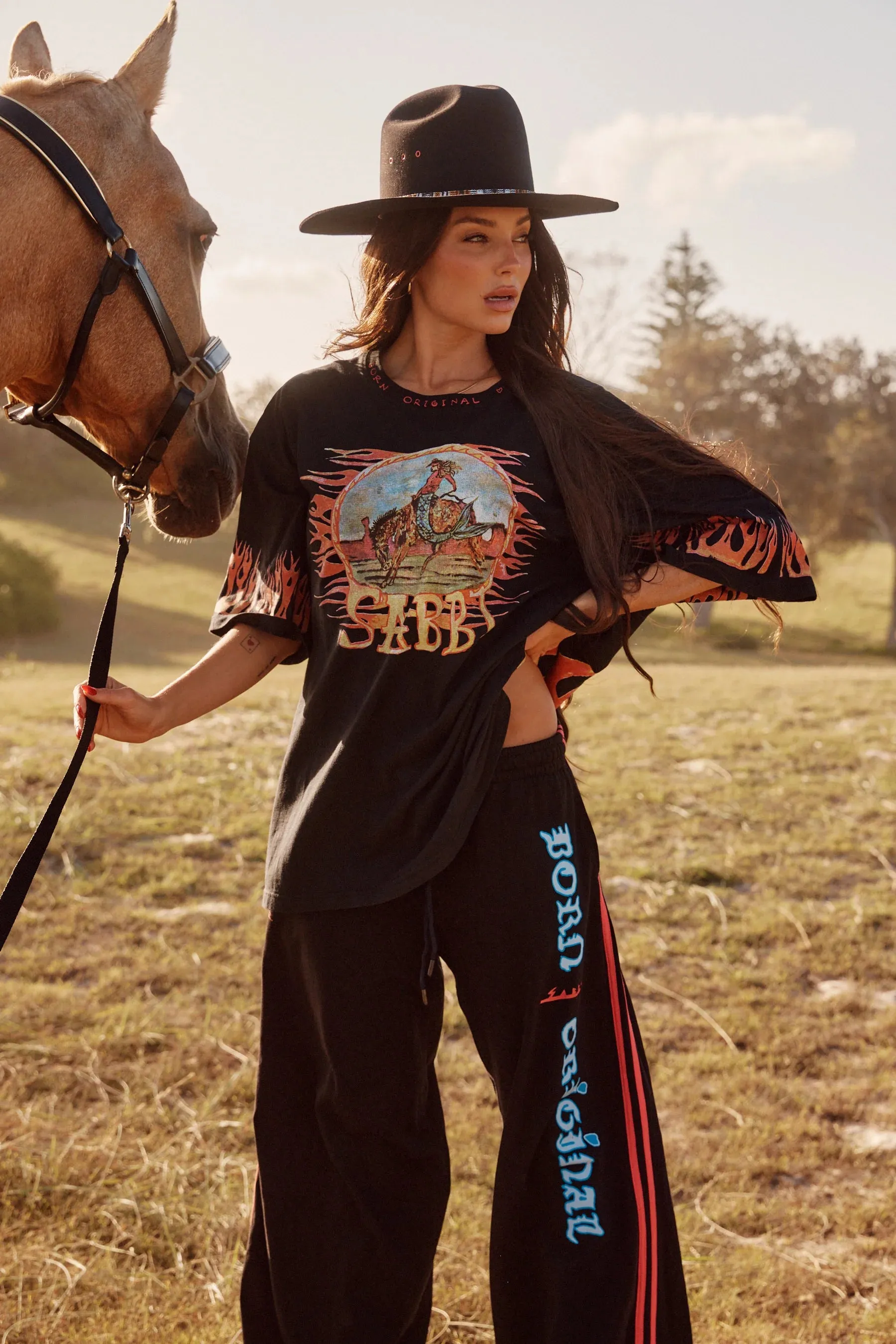 SABBI Flaming Cowboy Chido Pants - Black