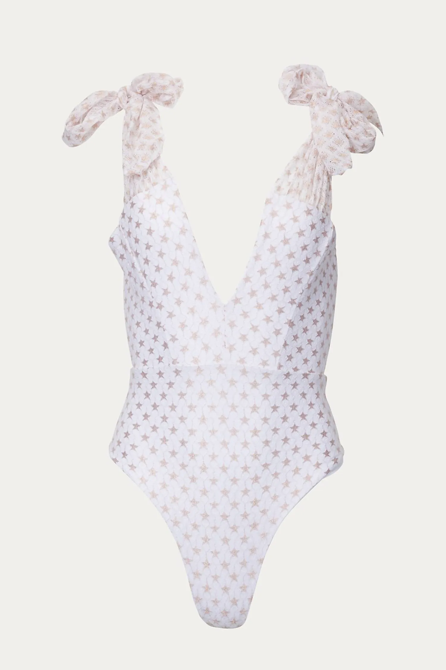 Sienna Printed Lace One-Piece Swimsuit In White/gold
