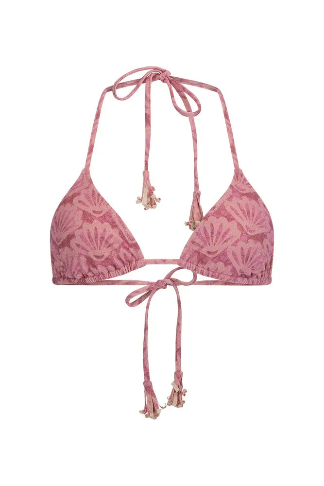 SPELL Goldie Shimmer Tri Bikini Top - Desert Rose