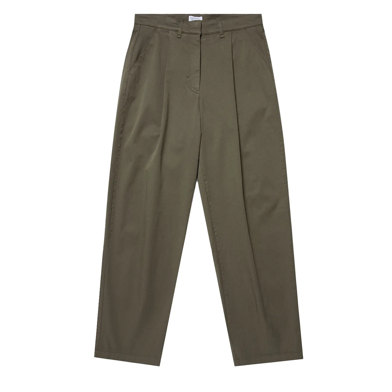 Sunspel Womens Pleated Chino Pale Khaki