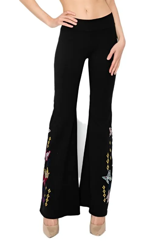 T-Party Butterfly Embroidery Yoga Pant CJ75494 Black