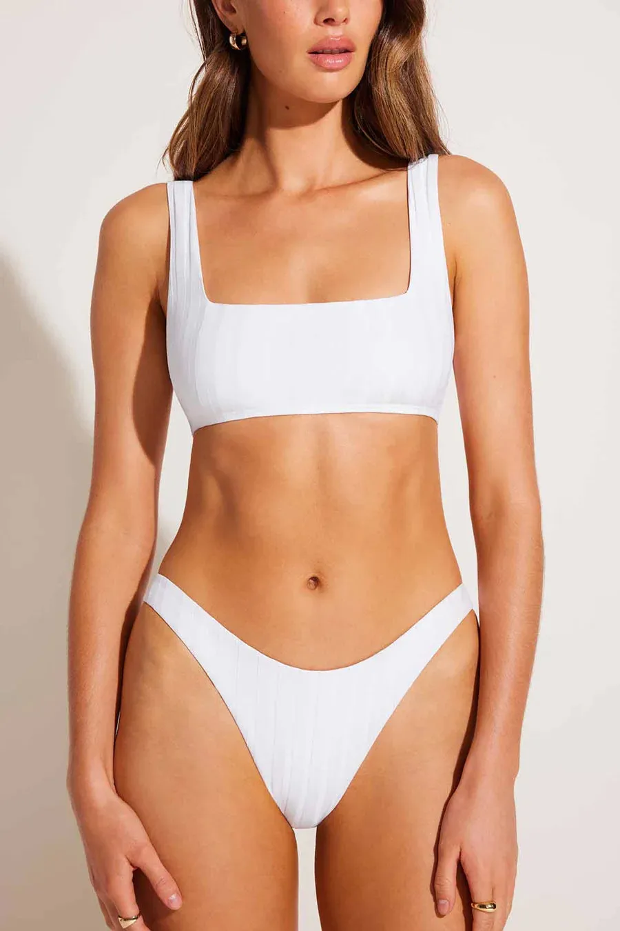 VITAMIN A Mika bralette bikini top-Super rib White