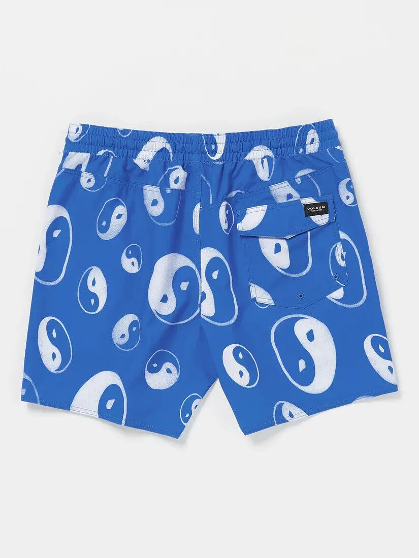 Volcom Sanctorium Trunk 17 Swim Bottom Men's Small Blue Yin Yang Stretch JDM190