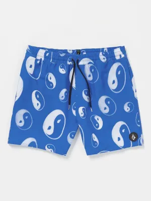 Volcom Sanctorium Trunk 17 Swim Bottom Men's Small Blue Yin Yang Stretch JDM190