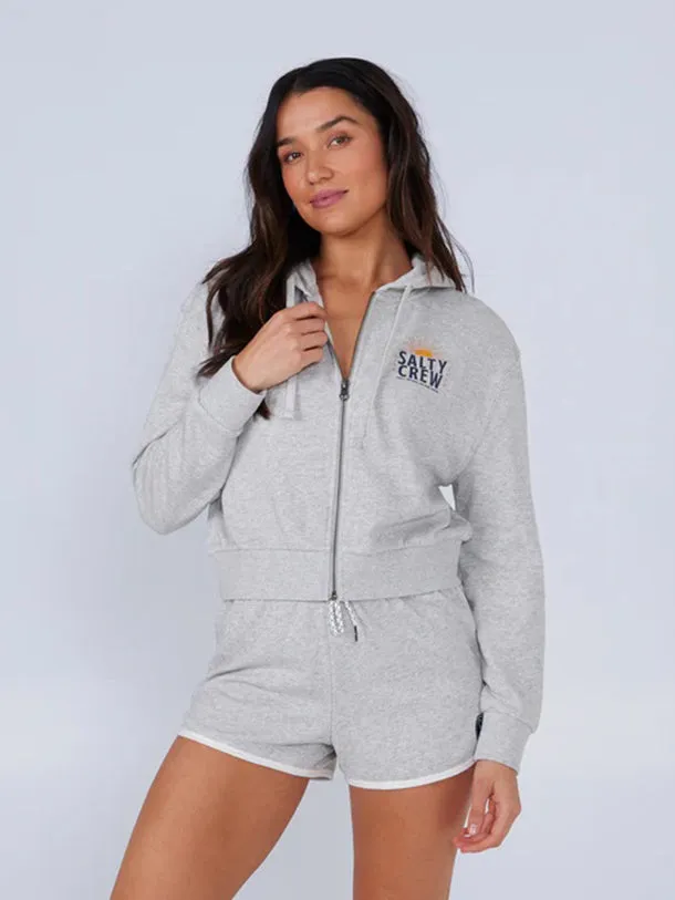 Women's Cruisin Crop Zip Up Hoodie - Athletic Heather