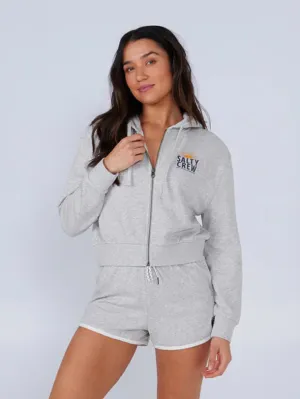 Women's Cruisin Crop Zip Up Hoodie - Athletic Heather