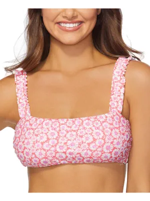 Womens Floral Ruffled Bikini Swim top