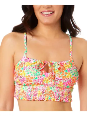 Womens Floral Smocked Bikini Swim top