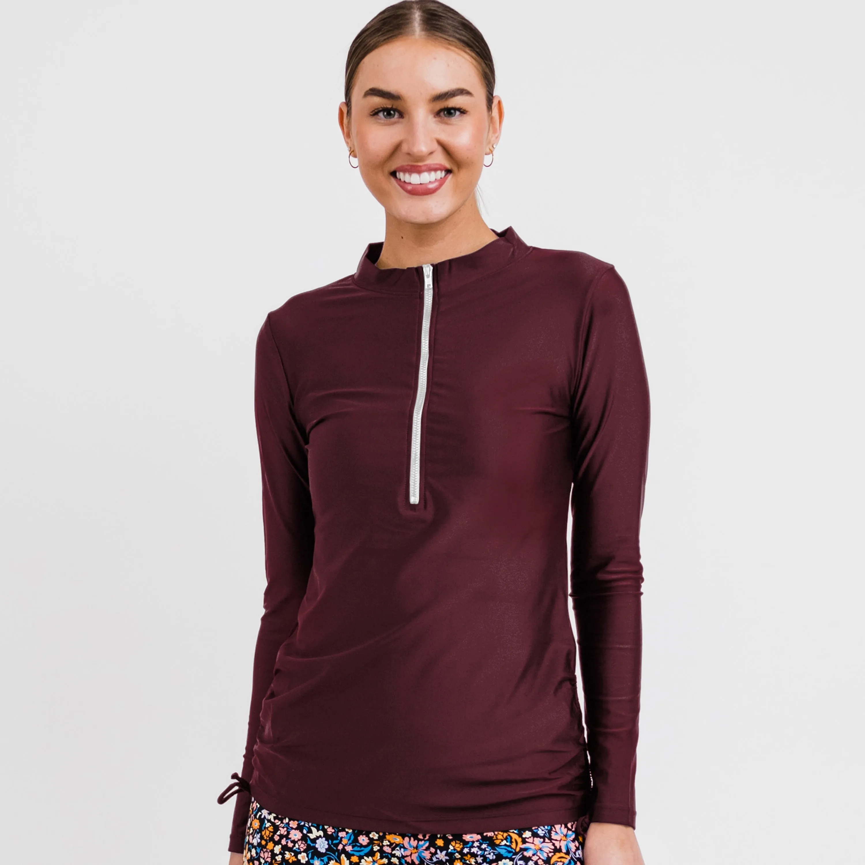 Women's Half-Zip Long Sleeve Rash Guard Nora Swim Top