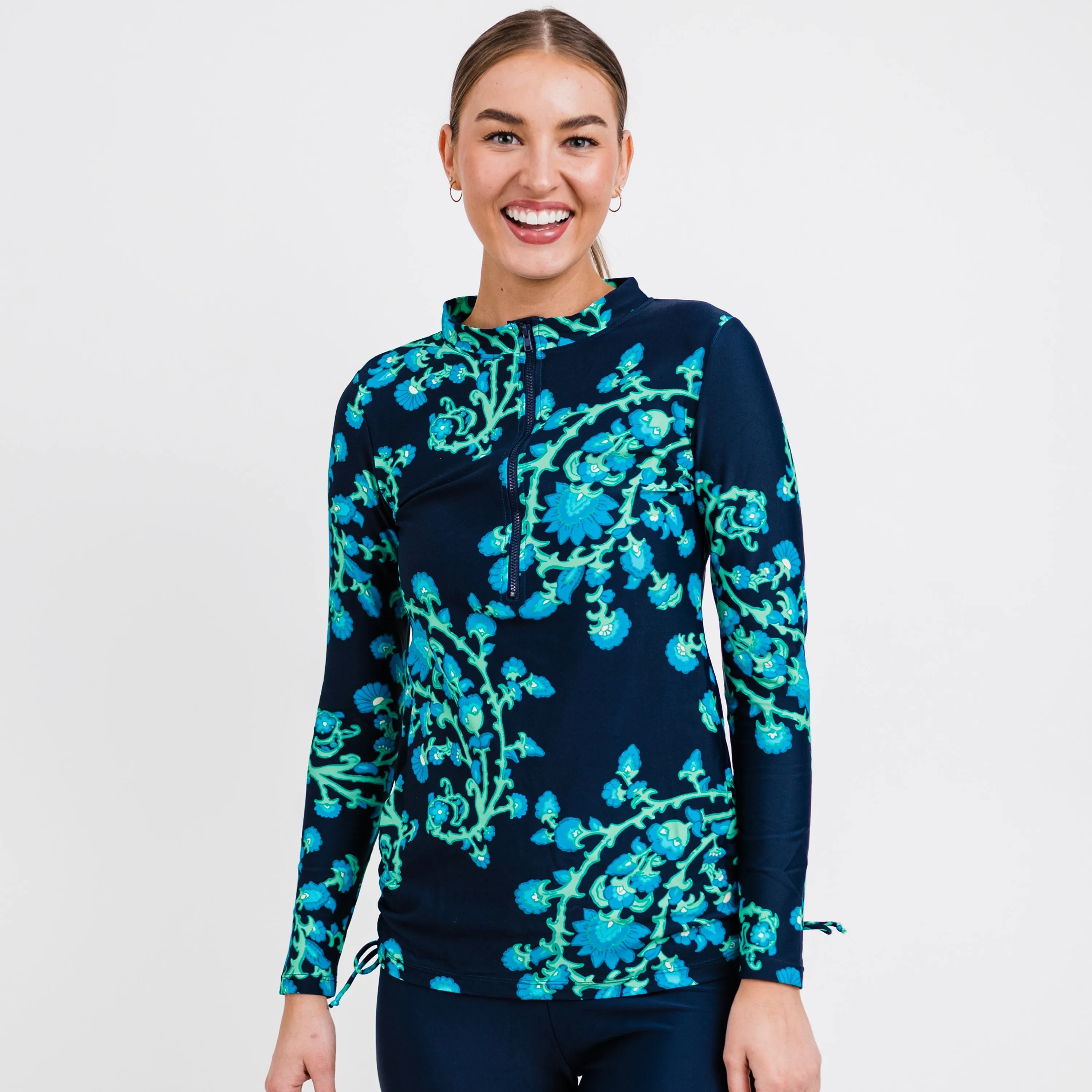 Women's Half-Zip Long Sleeve Rash Guard Nora Swim Top