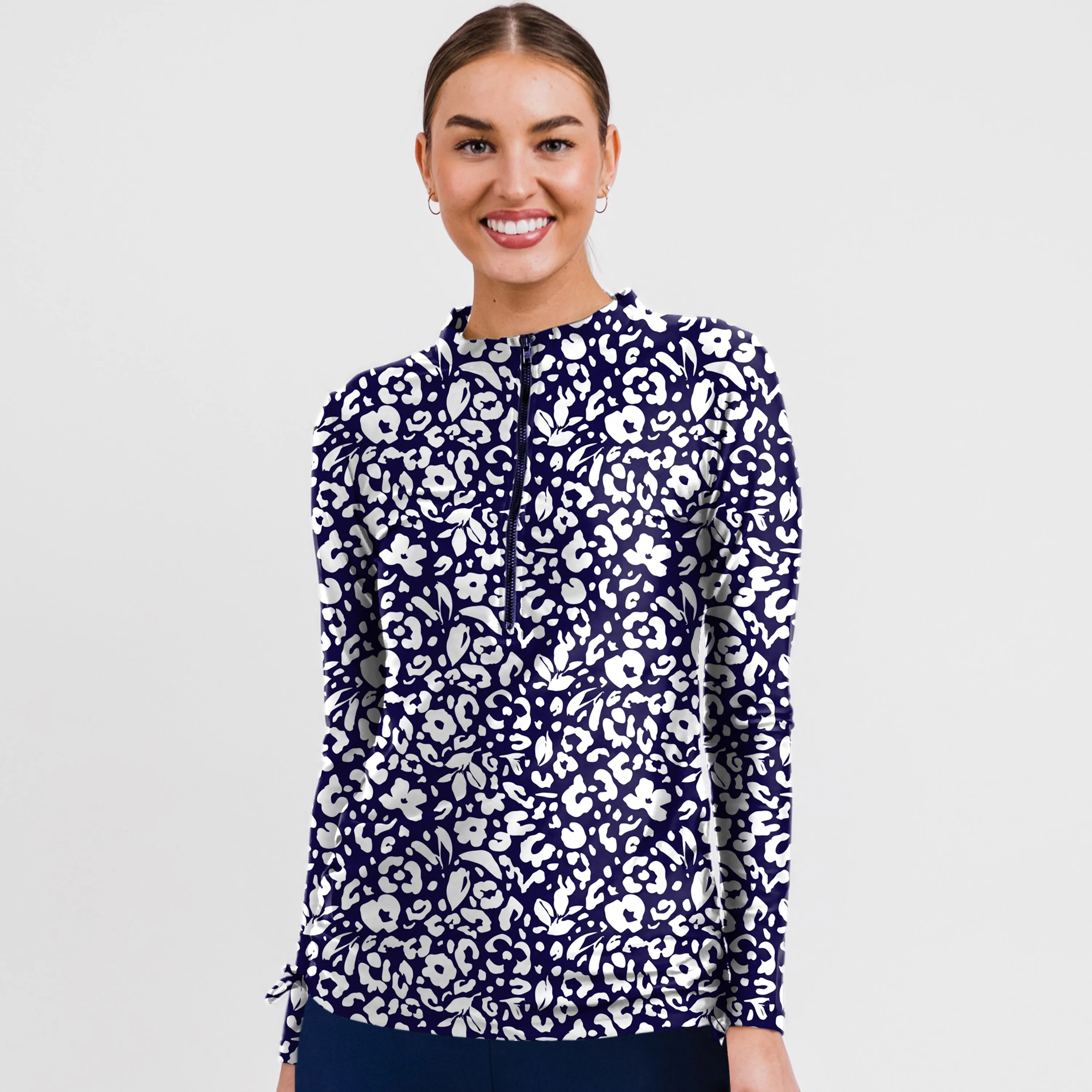 Women's Half-Zip Long Sleeve Rash Guard Nora Swim Top