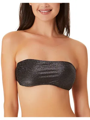 Womens Metallic Bandeau Bikini Swim Top