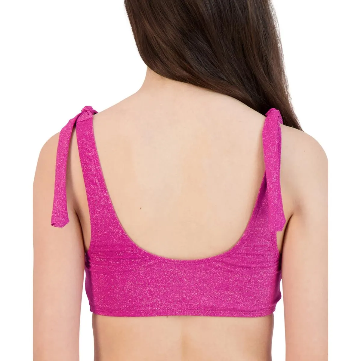 Womens Metallic Shoulder-Tie Bikini Swim top